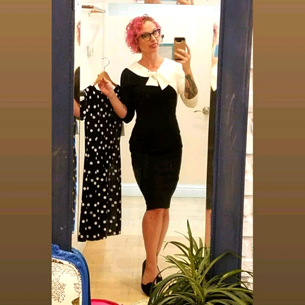 Shabby Apple Black and White Bianca Pencil Dress